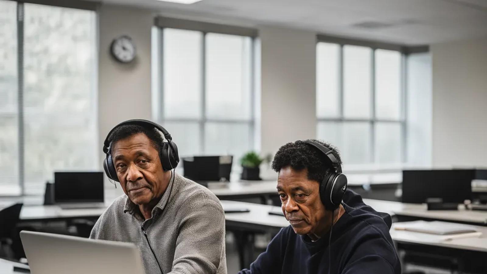 Instructor guiding learner using screen reader in professional training session